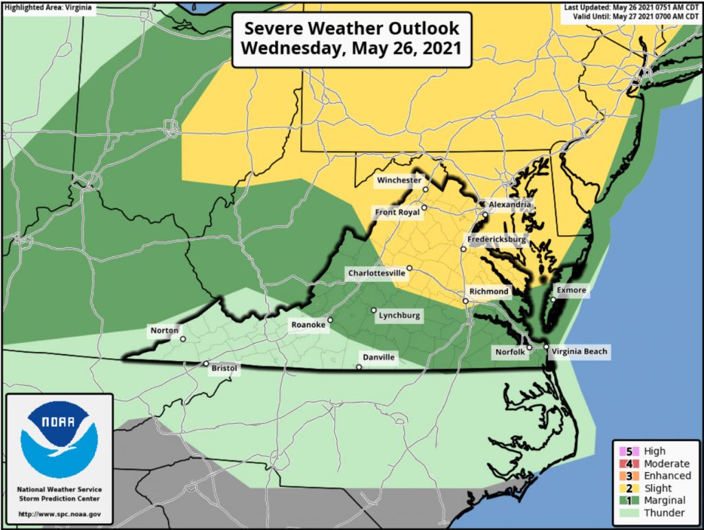 Severe Outlook Wednesday May 26th
