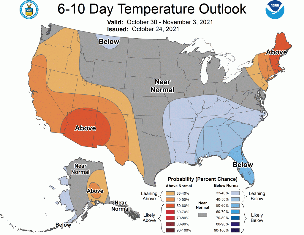 6 to 10 Day Temperature Outlook from the Climate Prediction Center