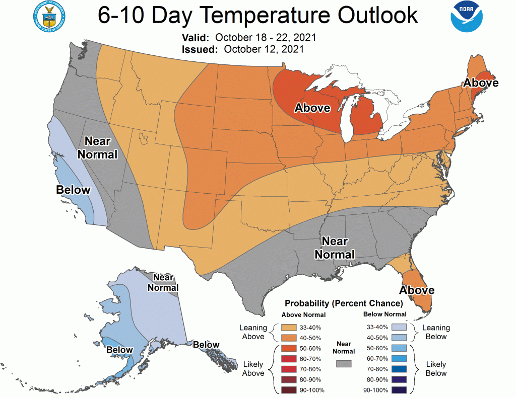 6 to 10 Day Temperature Outlook from the Climate Prediction Center