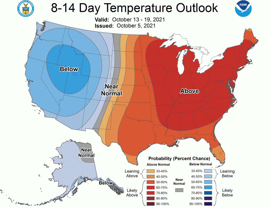 8 to 14 Day Temperature Outlook from the Climate Prediction Center