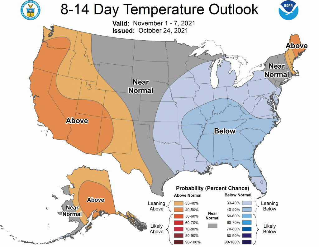 8 to 14 Day Temperature Outlook from the Climate Prediction Center