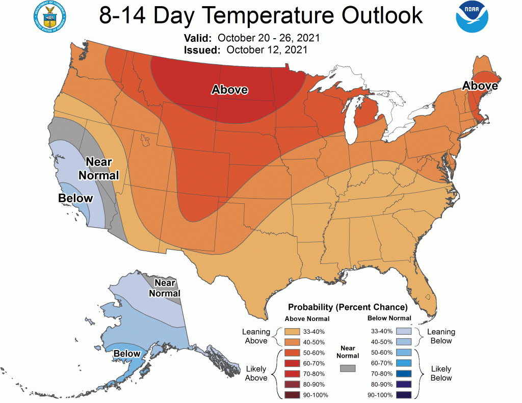 8 to 14 Day Temperature Outlook from the Climate Prediction Center