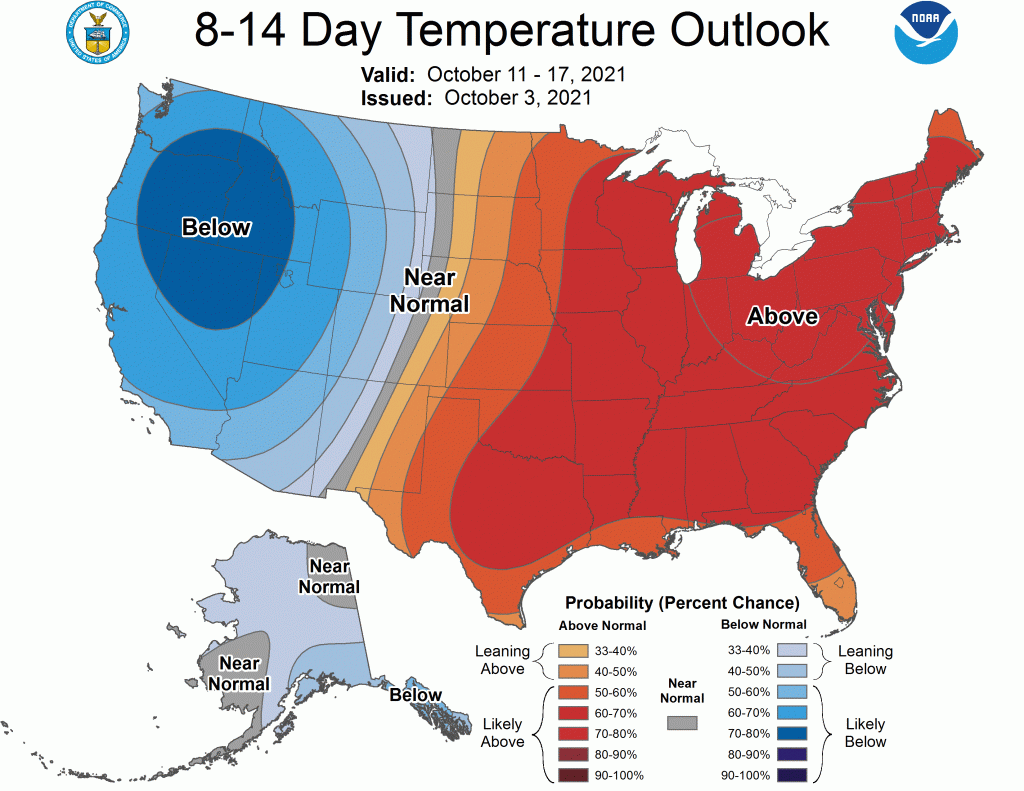  8 to 14 Day Temperature Outlook from the Climate Prediction Center 