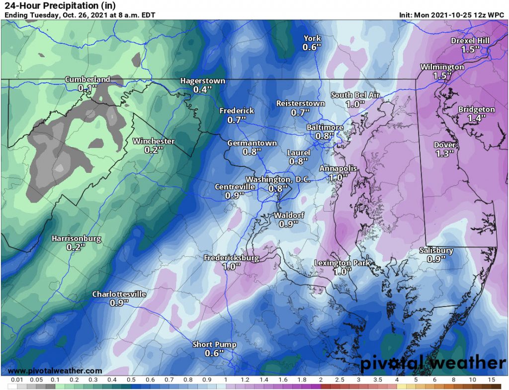 Weather Prediction Center Rain Forecast through tomorrow