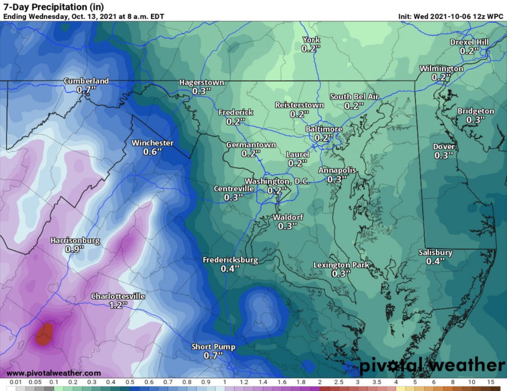 Rain Outlook for the Next 7 days from the Weather Prediction Center (Graphics from Pivotal Weather)