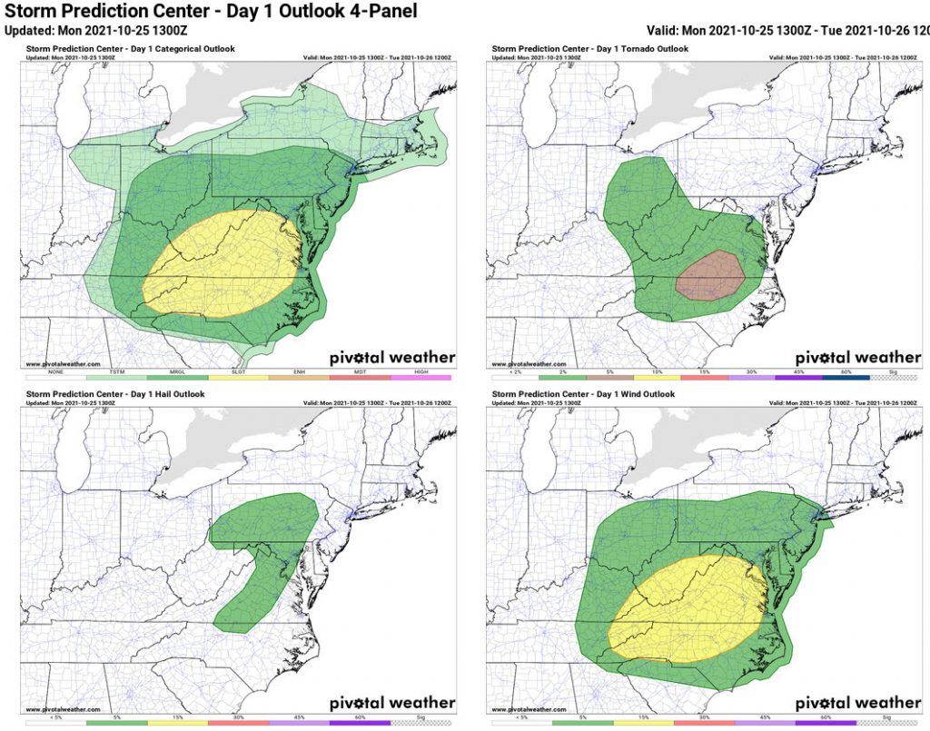 Storm Prediction Center Outlook for today.