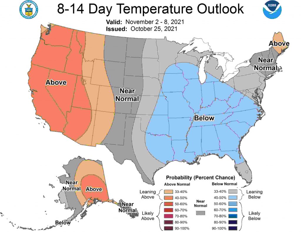 8 to 14 Day Temperature Outlook from the Climate Prediction Center