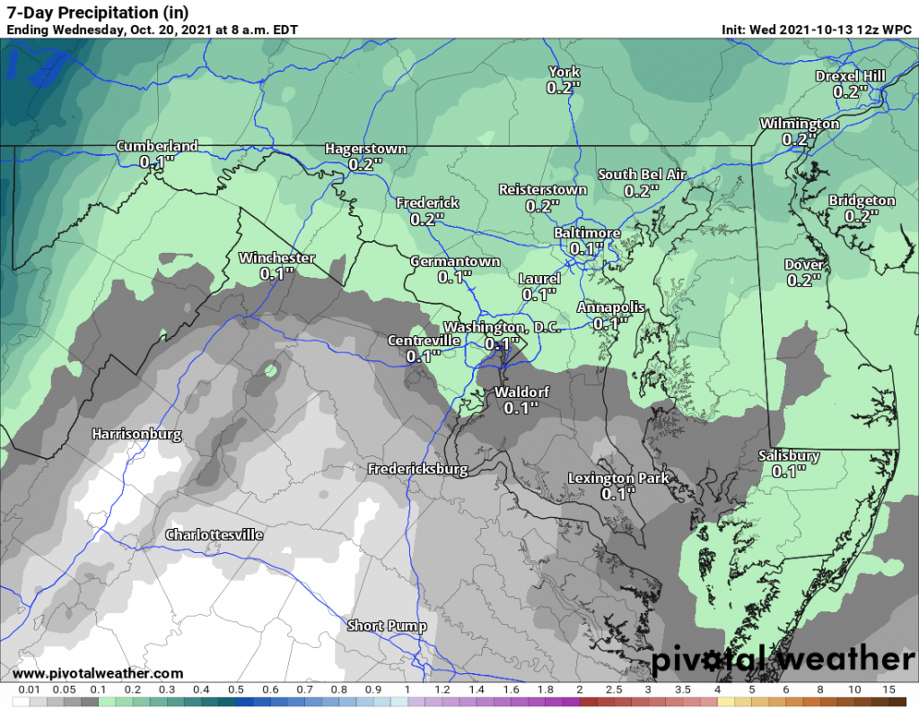 Wednesday, October 13, 2021 Loudoun Weather Outlook from the Weather Prediction Center